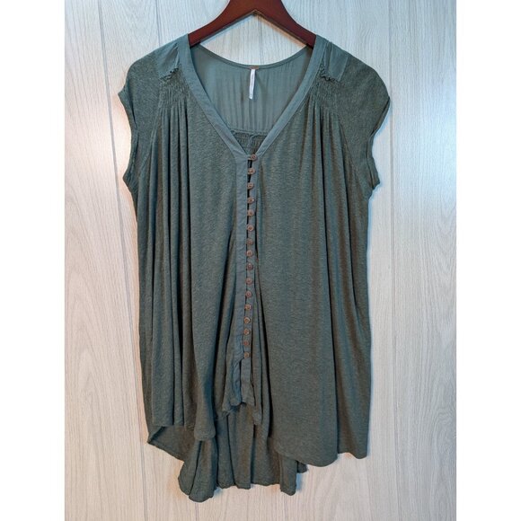 Free People Tops - Women's Free People Highland Shirt Dark Green Size XS Trapeze Boho